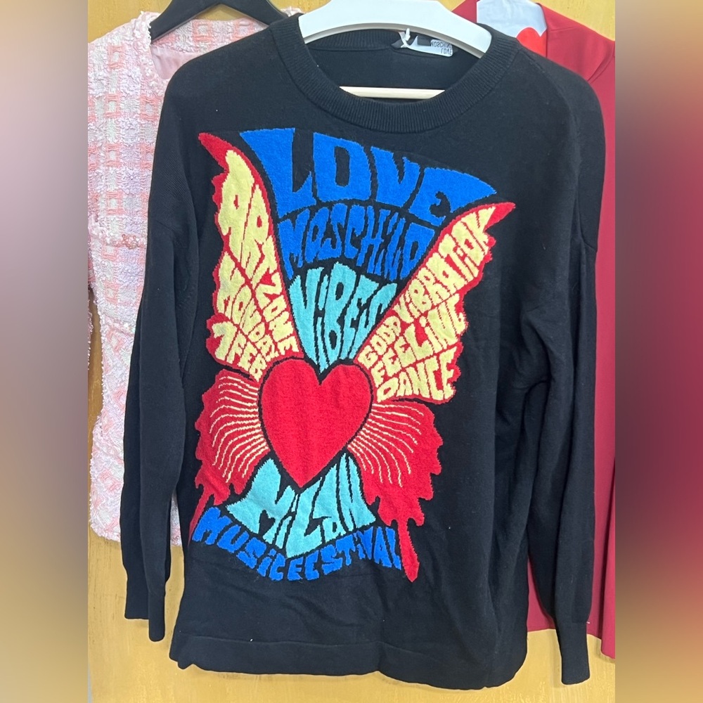 Love Moschino Black Knit Sweater with White Logo